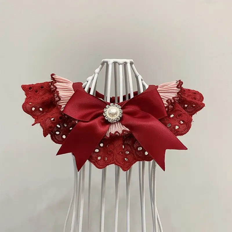 Bufanda festiva de encaje para Festival de Primavera de perros y gatos, Collar con babero, toalla para Saliva para mascotas, decoración bonita para fotos de vacaciones, productos para mascotas - imagen 2