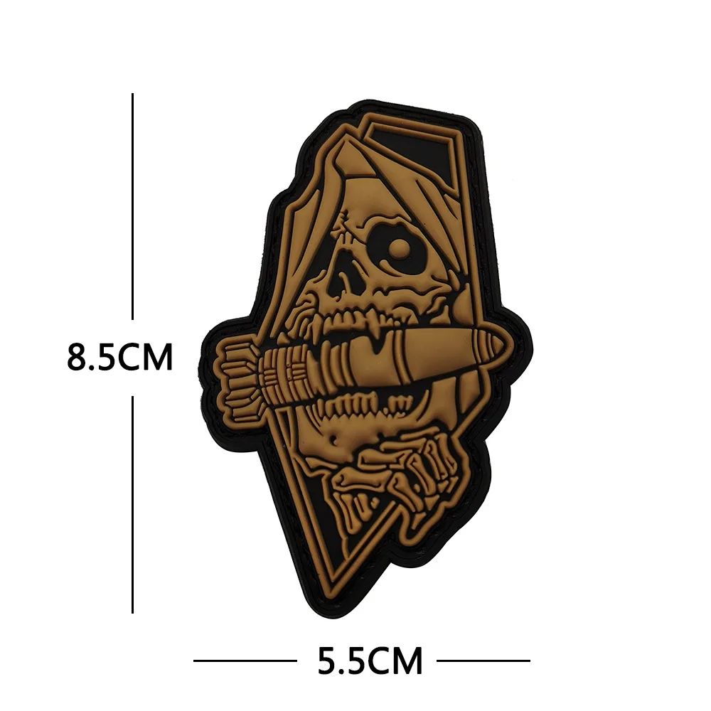 Parche de PVC militar de la muerte, insignia de brazalete, calcomanía adhesiva, adorno decorativo, moral, parches tácticos de goma - imagen 5