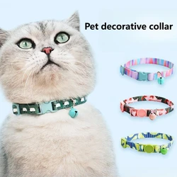 Collar para Gato, Collar con hebilla de seguridad ajustable, correa para el cuello con campana antipérdida para gatito, suministros creativos para mascotas, adornos de decoración