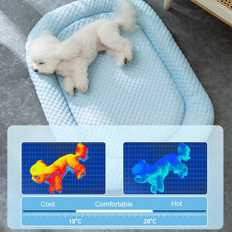 Colchoneta refrescante de verano para mascotas, cama Universal suave antideslizante de gran tamaño con almohada para perros pequeños y medianos, suministros para mascotas - imagen 3