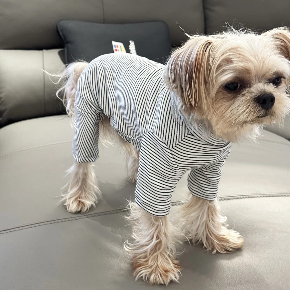 Ropa para perros Otoño Invierno cálido mono a rayas para perros ropa para cachorros traje térmico para perros ropa para mascotas abrigo para perros - imagen 5