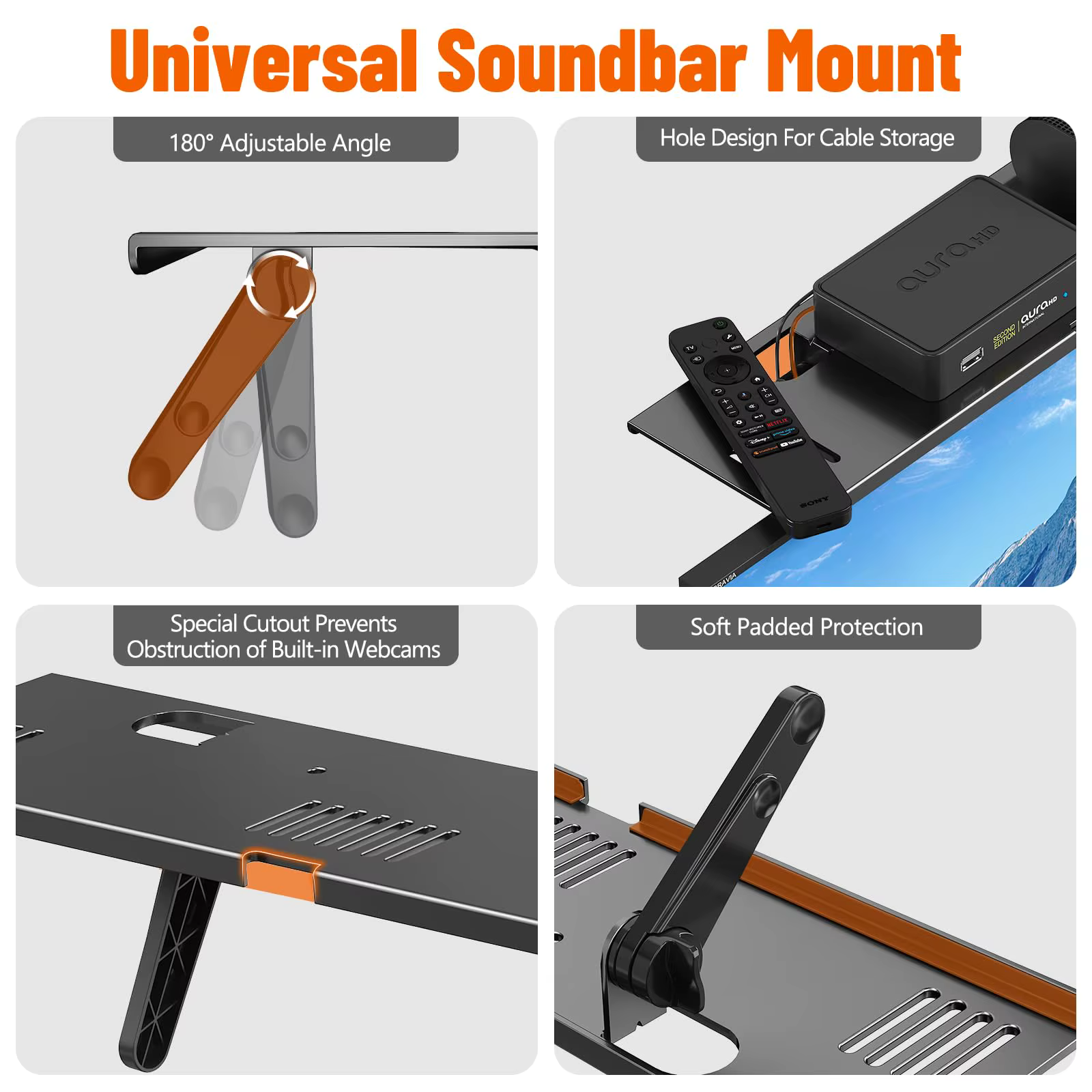 Soporte universal para barra de sonido sin perforar – Ahorra espacio - imagen 4
