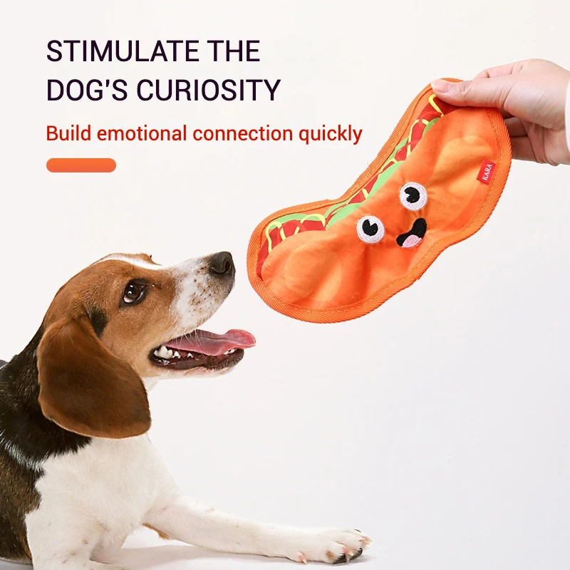 Lindos juguetes chirriantes para perros de comida rápida, hamburguesa masticable suave, Pizza, perro caliente, palomitas de maíz, juguete para perros, diseño seguro y duradero resistente a las mordeduras