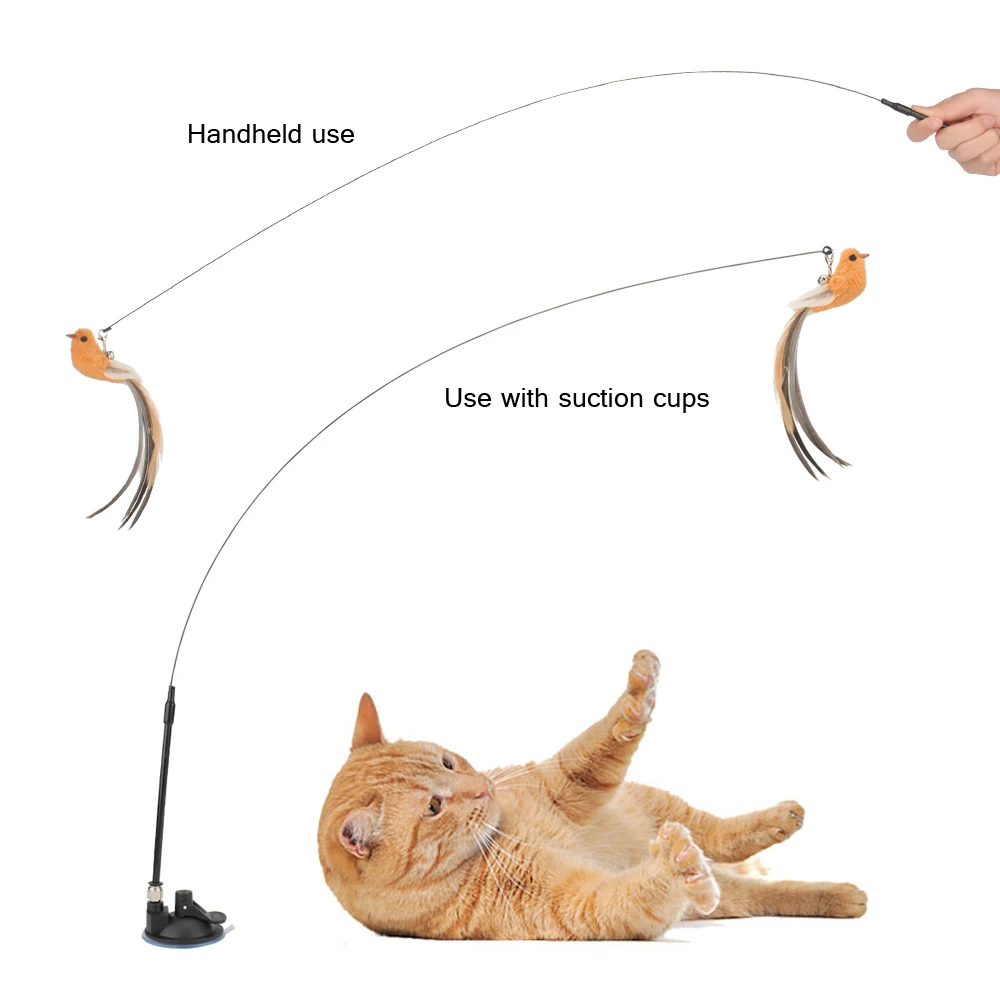 Juguete interactivo de simulación de pájaro para gato, rompecabezas con ventosa, divertido pájaro de plumas para gatito, ejercicio de persecución, suministros de juguetes para gatos - imagen 2