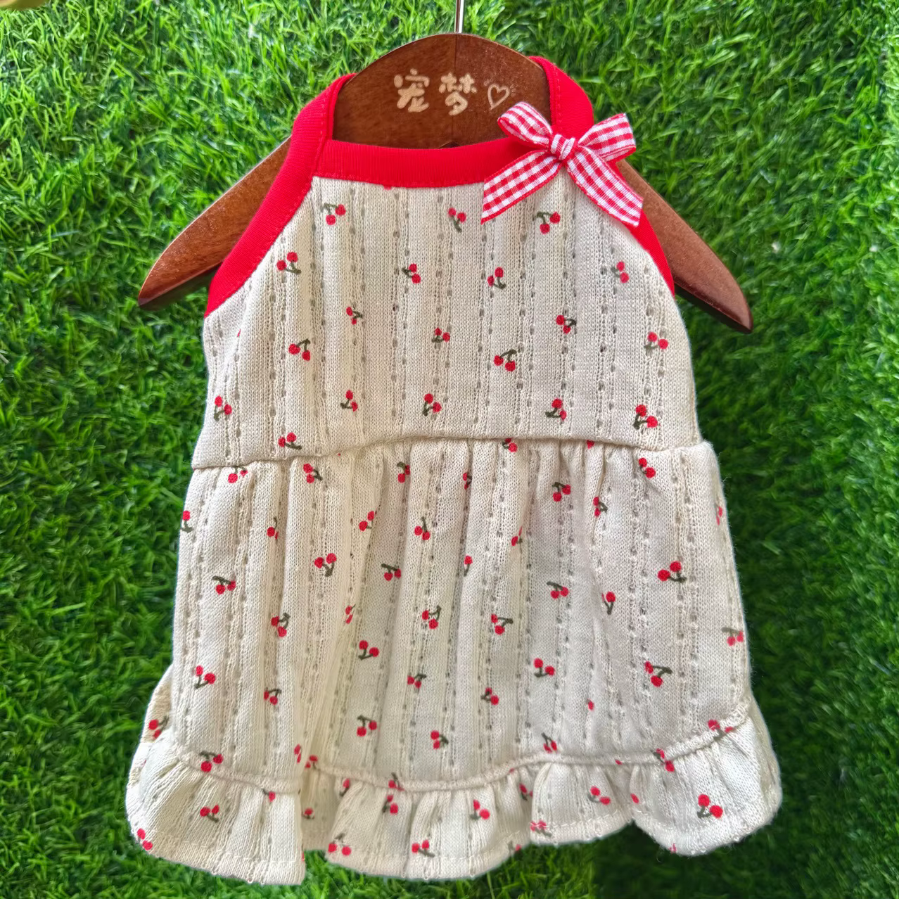 Vestido floral para perros pequeños – Mangas volantes y tirantes osito - imagen 5