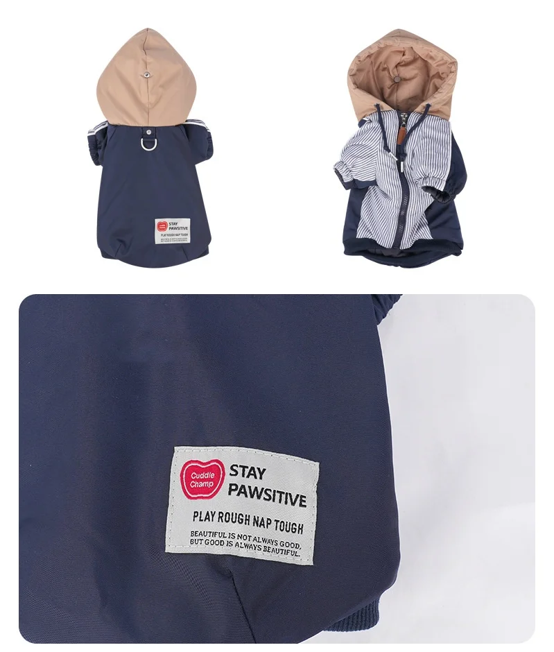 Sudadera con capucha Extra cálida para perros, chaqueta para perros pequeños, abrigos con capucha para cachorros, abrigo para perros con anillo de correa, ropa a prueba de viento para perros - imagen 3