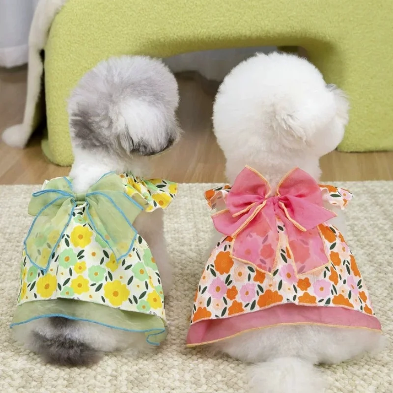 Falda de encaje verano para perro, gato y caniche con estampado floral - imagen 2