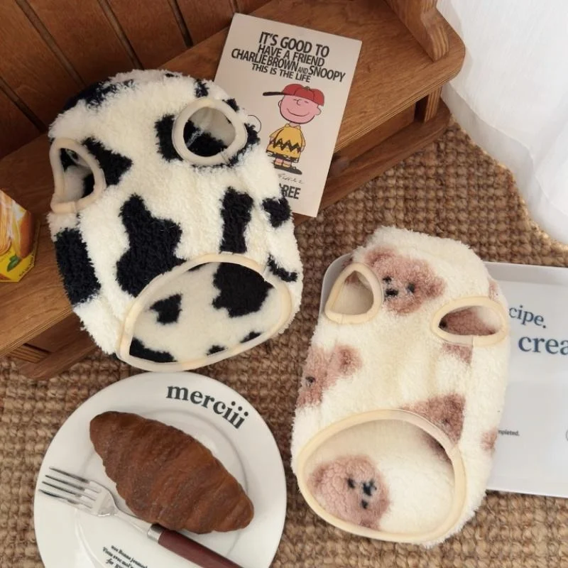 Chaleco bonito para perro, jerséis, ropa cálida y suave para Pdog, Sudadera con capucha de felpa para cachorro, chaleco con estampado de animales para gato, suéter para mascota, disfraz para perro - imagen 5