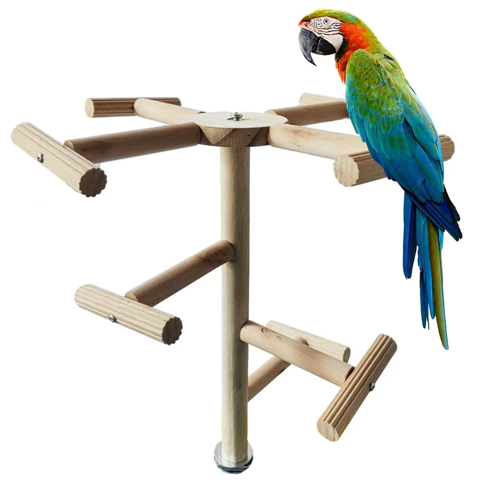 Percha giratoria para pájaros, juguete, suministros para mascotas, descanso con rodamientos, rueda de madera, juguete para loros, araras, Conures, periquitos, piñones - imagen 4