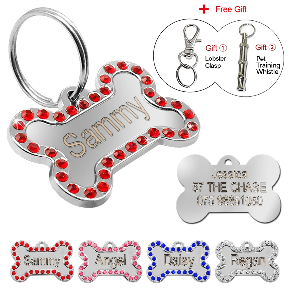 Etiqueta de identificación de hueso personalizada para perro y gato, accesorios para Collar de perro, grabado personalizado, nombre de cachorro, grabado gratis para Chihuahua, Pug