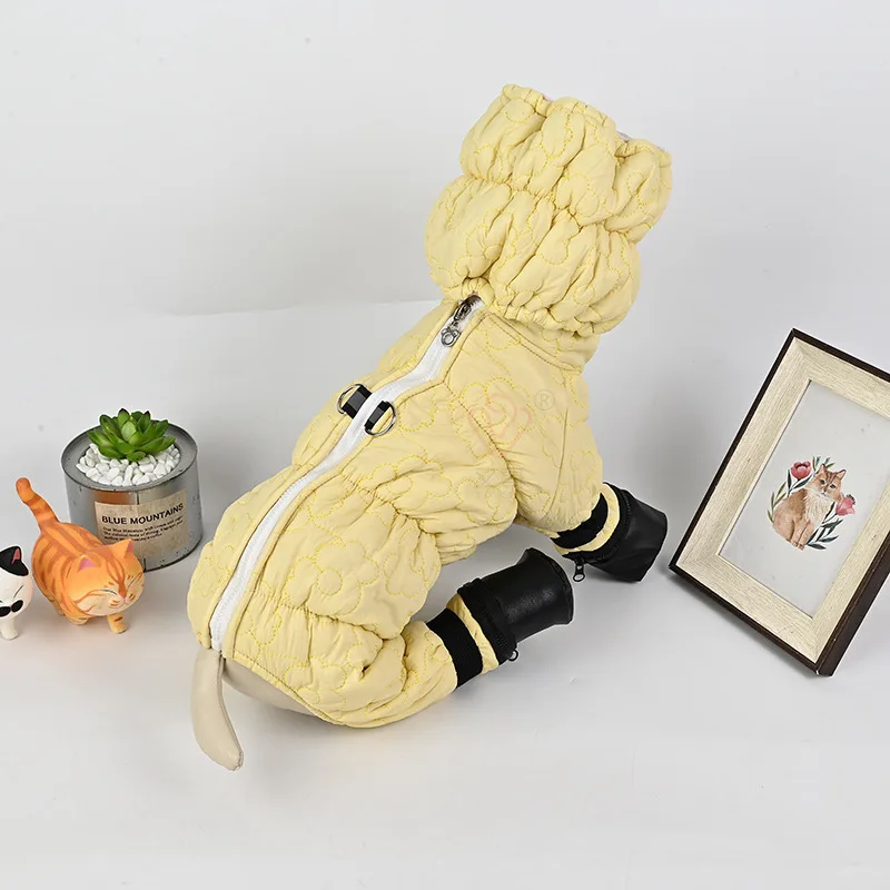 Ropa acolchada de algodón gruesa de cuatro patas para mantener el calor y todo incluido, ropa acolchada de algodón gruesa a prueba de viento, otoño e invierno, gatos y perros - imagen 3