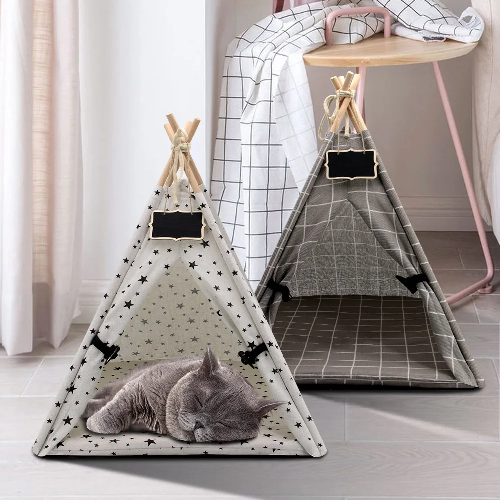 Tienda para mascotas, cama para gatos, tipi portátil para perros y gatos, perrera portátil para cachorros y gatitos, perrera para interiores y exteriores, tienda para gatos, cama para animales pequeños - imagen 2