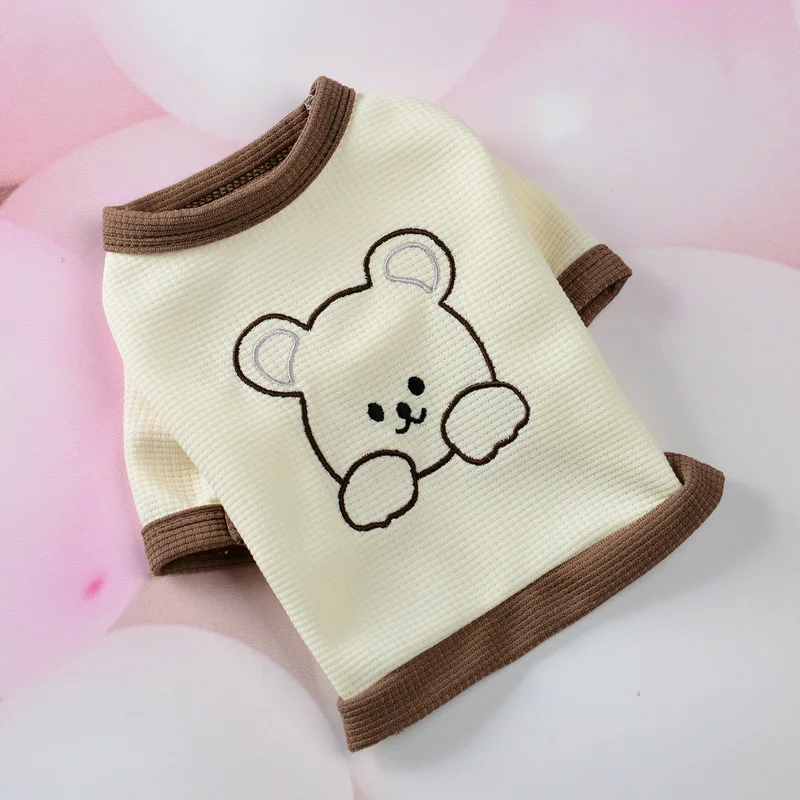 Primavera/Verano, vestido para parejas de mascotas, vestido de gato de peluche, camiseta tipo gofre, ropa para perros pequeños Schnauzer, ropa para perros pequeños, ropa para cachorros - imagen 2