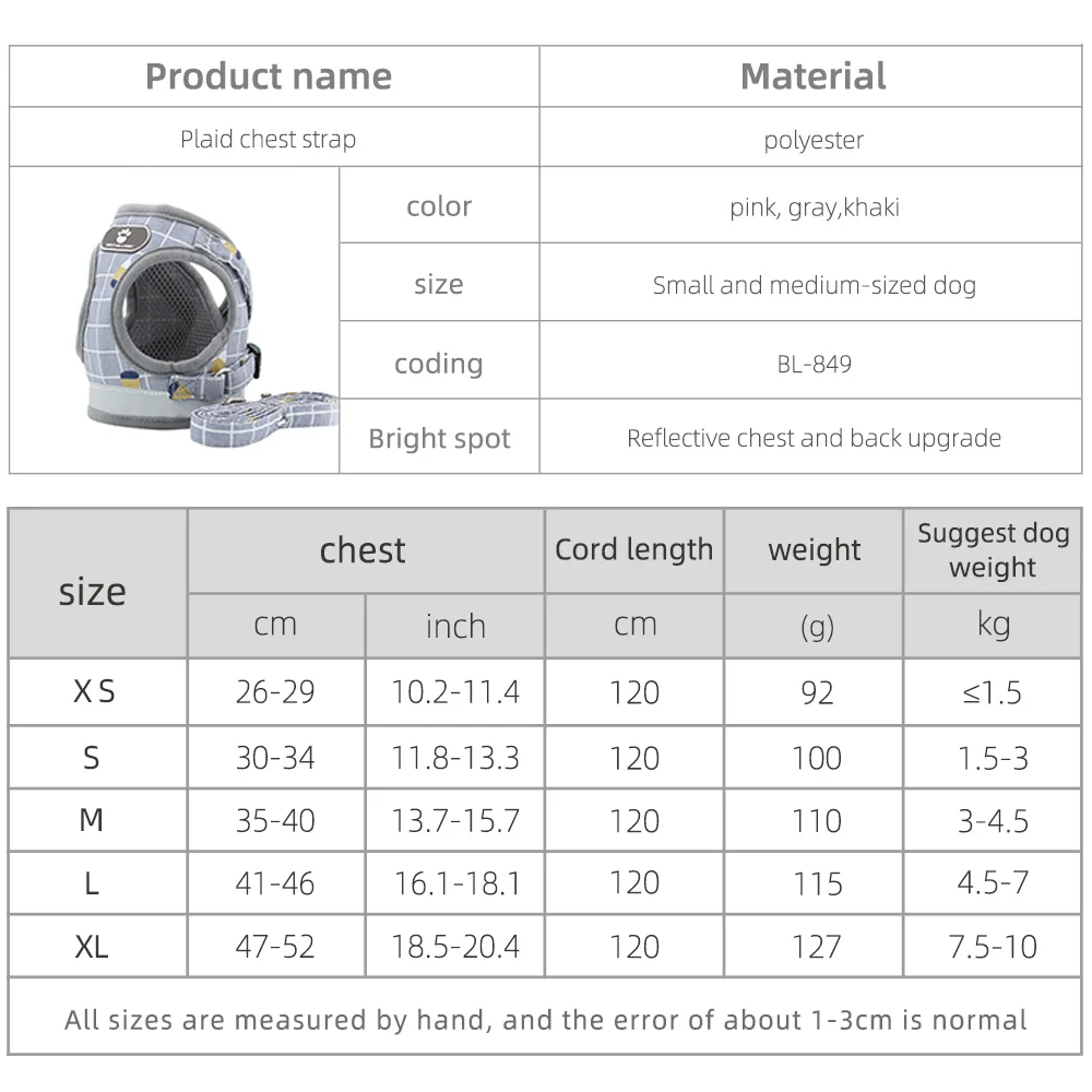 Juego de arnés y correa para perros, correas para el pecho para mascotas, chaleco de seguridad transpirable reflectante para perros pequeños y medianos, salir de gatos, llevar plomo para caminar - imagen 4
