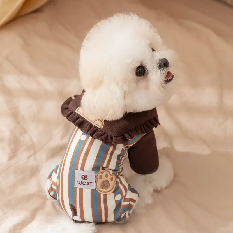 Pijama de invierno rayada para perros pequeños - imagen 2