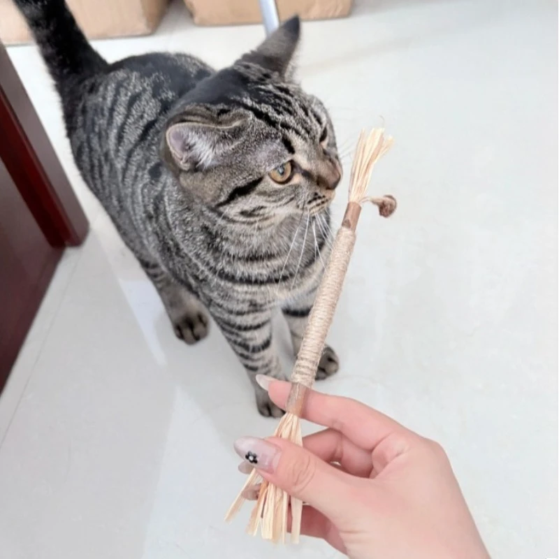 Palo para masticar para gatos, juguete de limpieza de dientes de madera con campana para moler y morder, varita de entrenamiento interactiva, juguete para mascotas para la salud dental