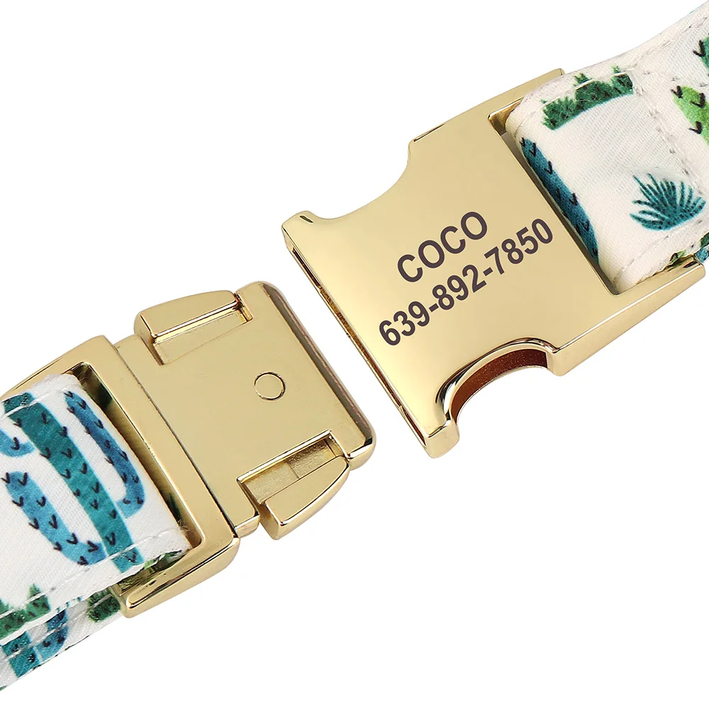 Collar de identificación de perro personalizado, hebilla de nailon grabada sin flores, antipérdida, bonito lazo ajustable para perros pequeños y grandes - imagen 4