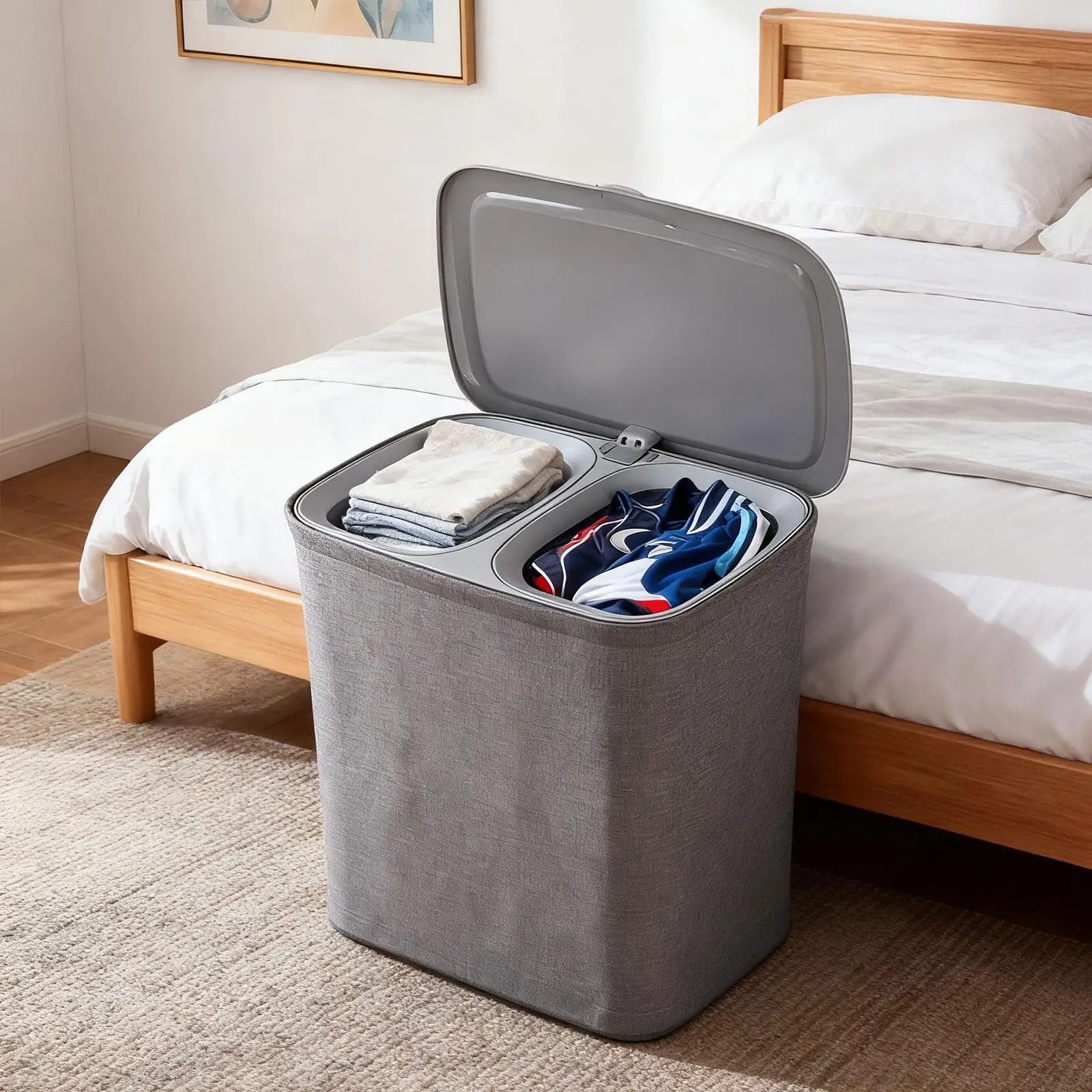 Foldable Laundry Basket with Lid and Wheels Storage Basket Laundry Hamper for Dorm