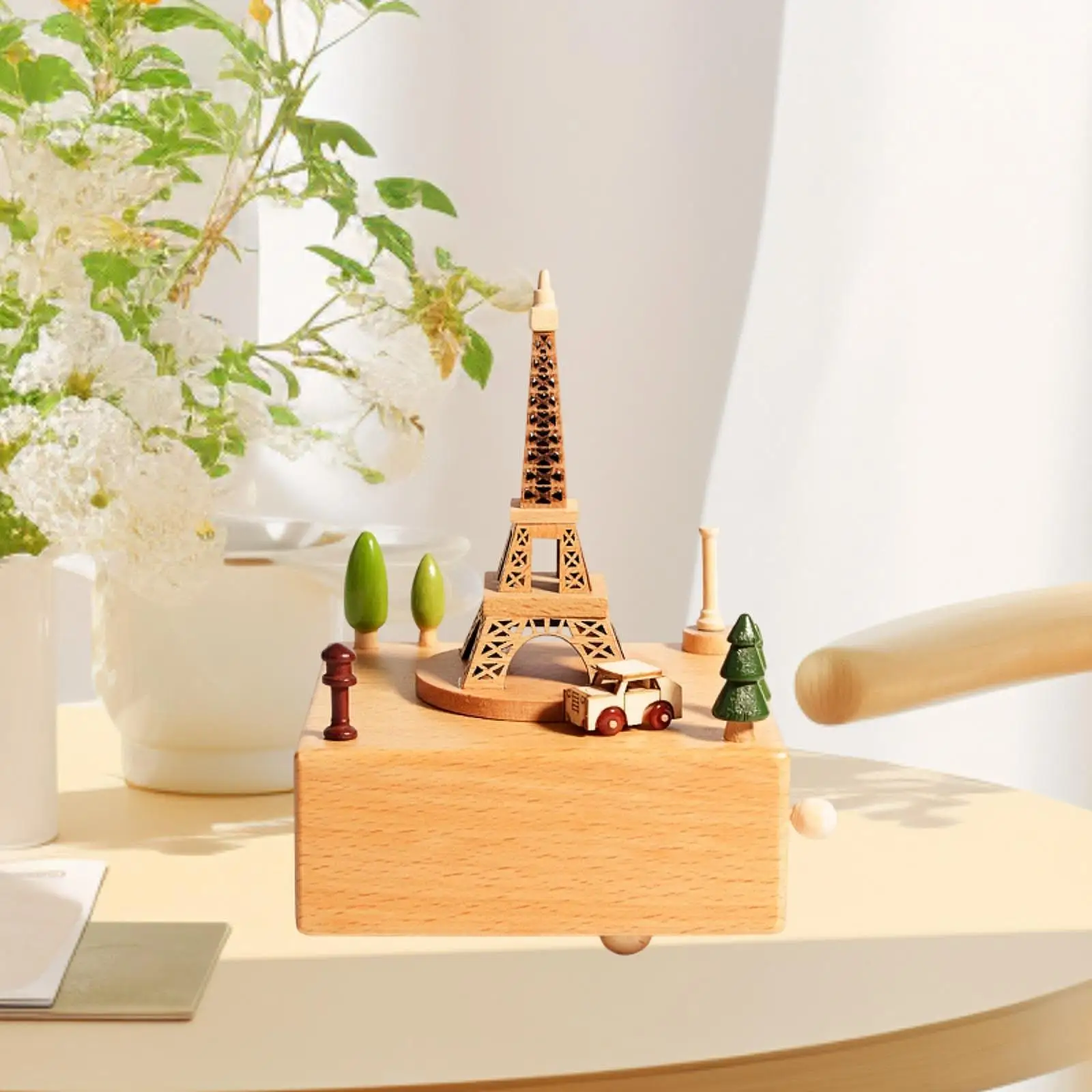 Caja de música de madera, juguete Musical giratorio hecho a mano, regalo de cumpleaños, adorno creativo para decoración del hogar, regalo de Navidad - imagen 3