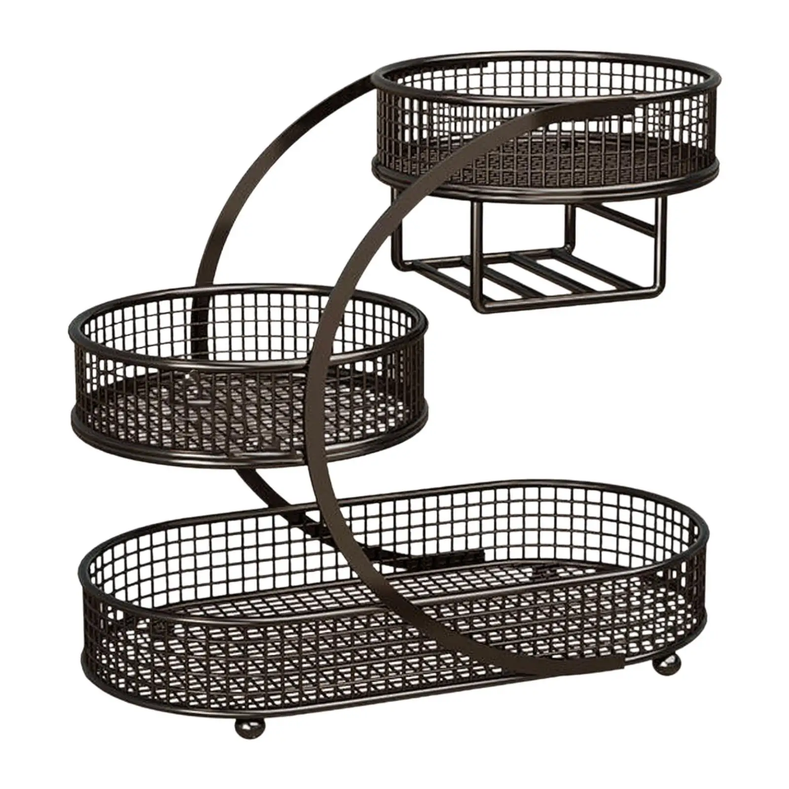 Soporte para cesta de frutas, cestas de almacenamiento de pan, cesta moderna de almacenamiento de frutas y verduras resistente de 3 niveles para aperitivos domésticos y sala de estar - imagen 2