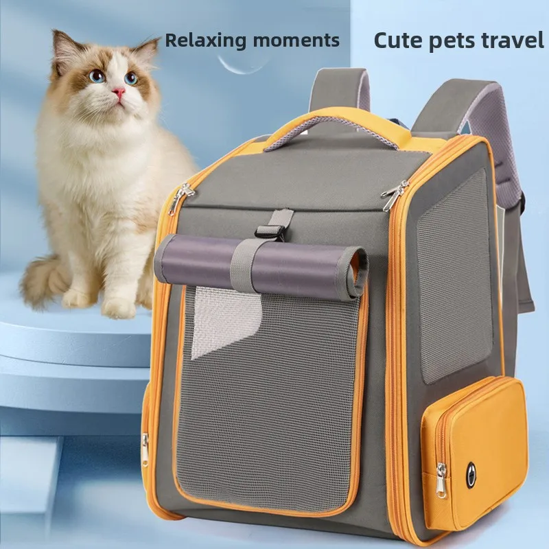 Mochila de viaje para gatos transpirable, plegable y gran capacidad
