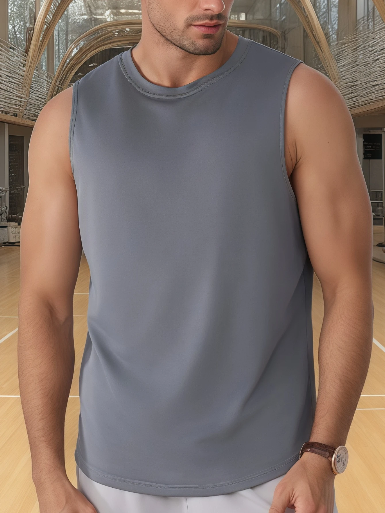 Camiseta sin mangas de verano para hombre de tamaño estándar: camiseta sin mangas de moda, ropa deportiva informal, ligera y transpirable