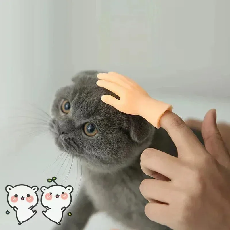 Divertidos juguetes interactivos para dedos de gato, guantes de mano falsos suaves TPR para burlas, Mini manos creativas para entretenimiento de gatos, novedad - imagen 4