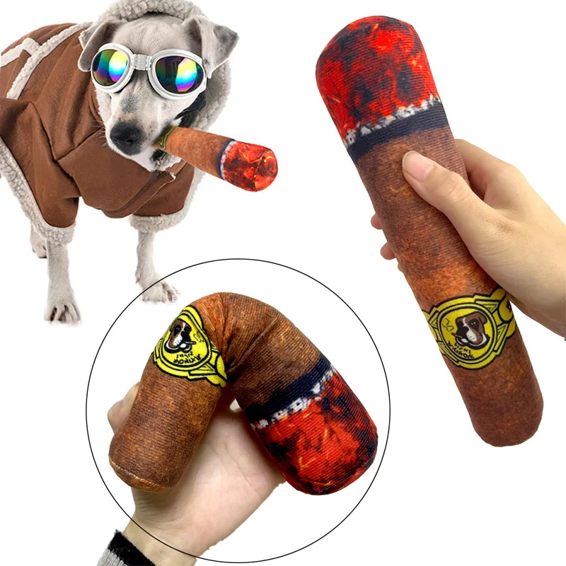 Juguetes Divertidos para mascotas, cigarros de gran humo, sonido de felpa, chirrido, cigarrillos falsos, juguetes para masticar para perros, juego interactivo Molar, juguete para mascotas resistente a mordeduras - imagen 5