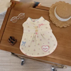 Vestido floral primavera sin mangas para gatos y perros pequeños