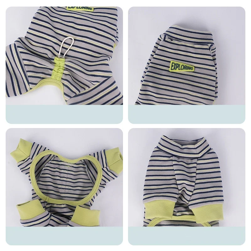 Ropa a rayas para perros para otoño e invierno, suave capa Base de cuatro patas, mono para perros, camiseta cálida para el cuerpo, jersey para perros, ropa - imagen 2