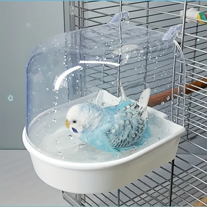 1 Uds. Cubo de baño colgante para pájaros, loros, bañera, caja de ducha, jaula, accesorio para pájaro pequeño, canario, periquito, cacatúa, Lovebird ﻿ - imagen 2