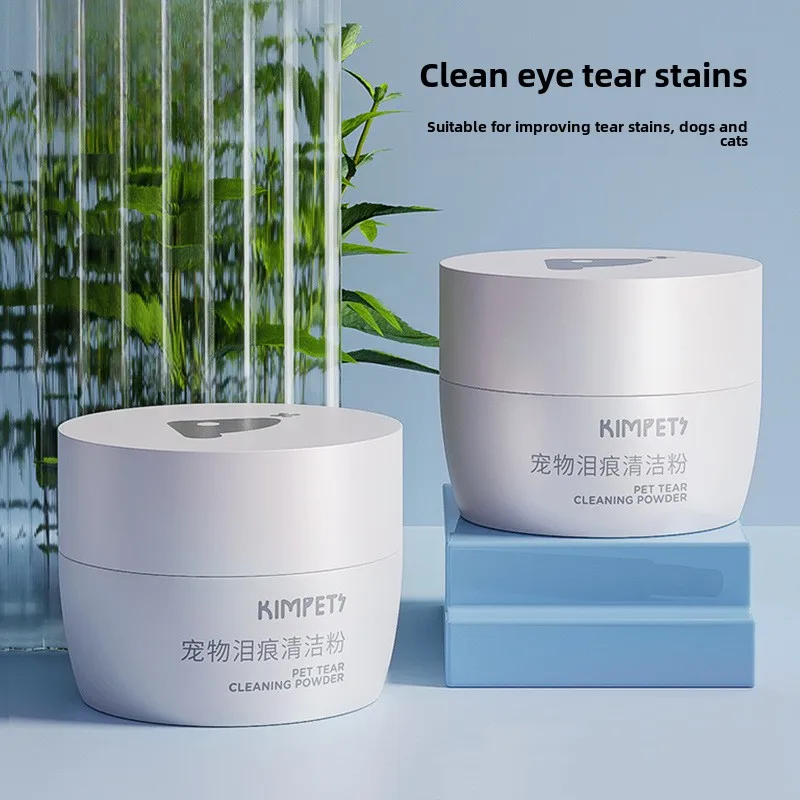 Polvo quitamanchas para mascotas, 30g, polvo para manchas de ojos de gato y perro con cepillo para manchas, polvo de lágrimas absorbente suave
