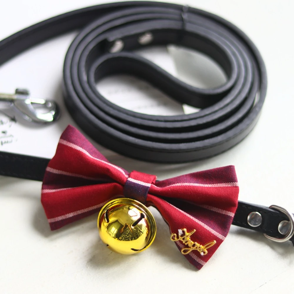 Collar con campana para gatos y perros mini, lazo fresa - imagen 5