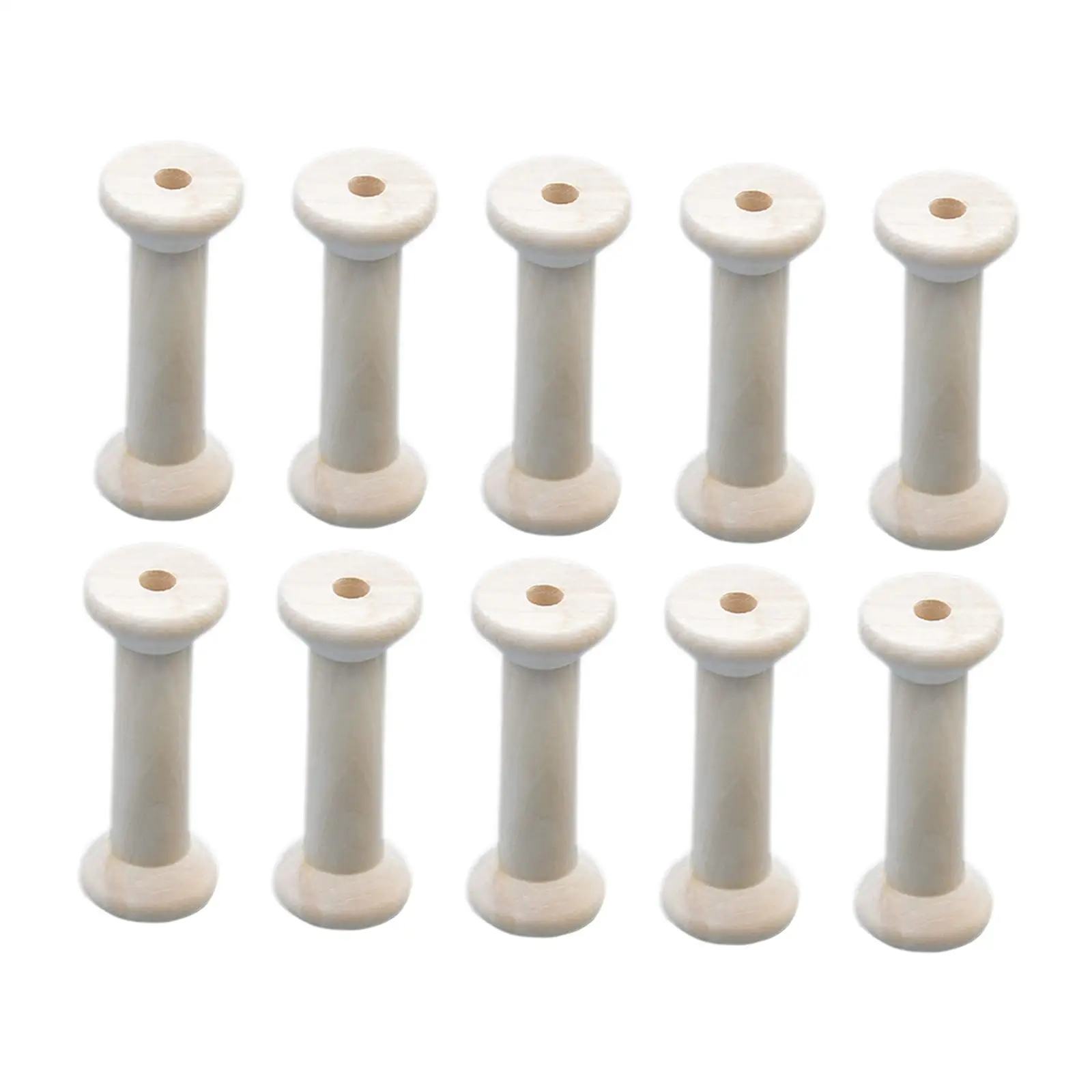 10x Unfinished Wooden Spools Weaving Bobbins Thread Spool Organizer Sewing Thread Storage for Ribbon Knitting Sewing Yarn
