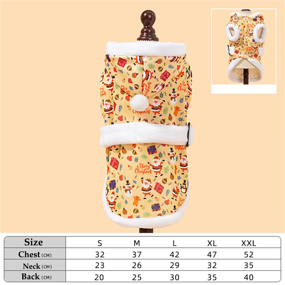 Abrigo navideño para mascotas, ropa cálida de invierno para perros pequeños, sudadera con capucha para cachorros y gatos, disfraz de Papá Noel, chaqueta para Chihuahua y Bulldog, suéter - imagen 5