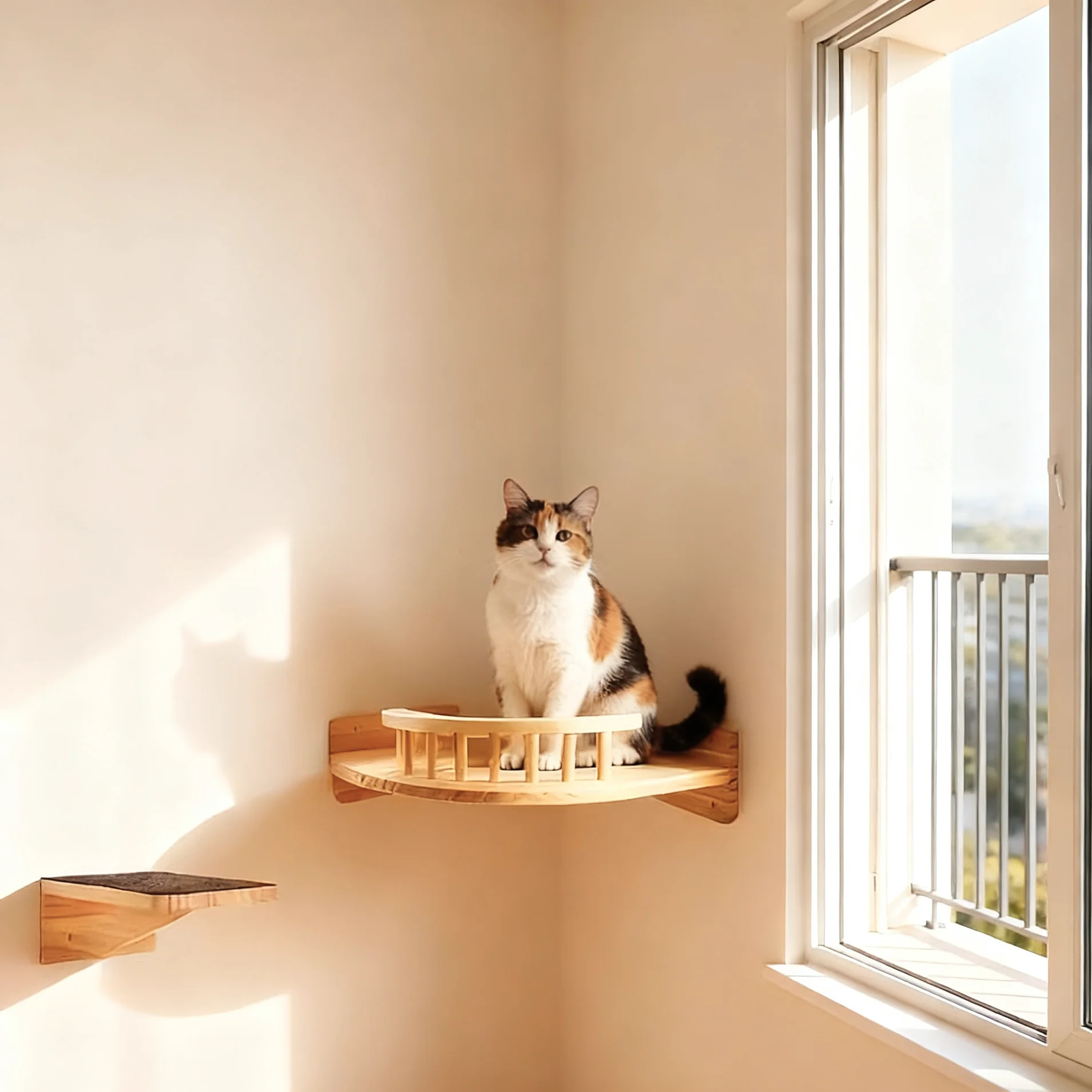 Marco de escalada para gatos, árbol de madera para gatos, hamaca, poste rascador, plataforma de salto con Pedal, muebles de pared para mascotas para interiores - imagen 3