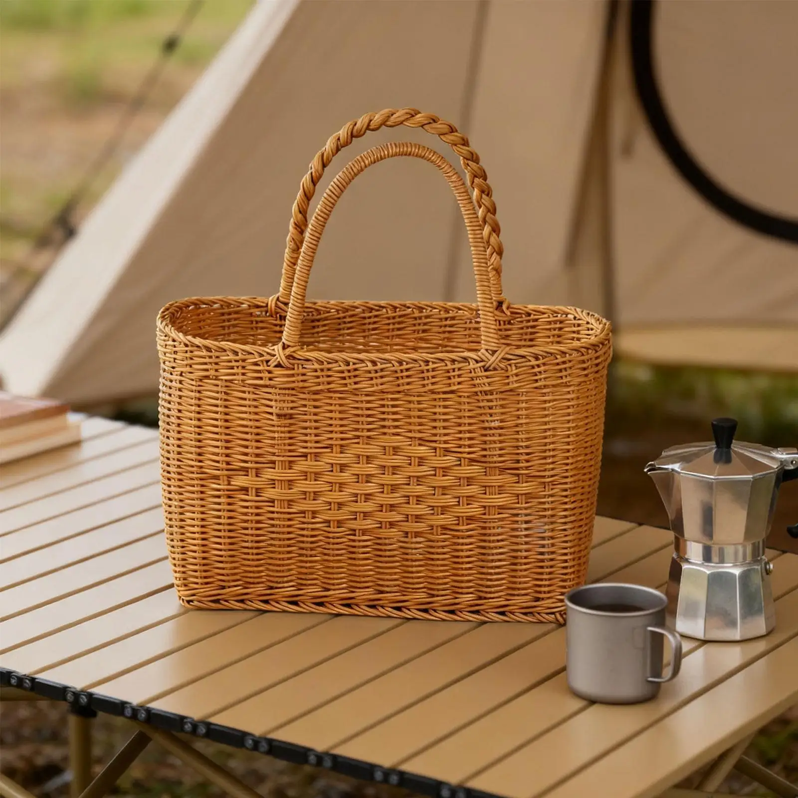 Handwoven Basket Lightweight Portable Balcony Imitation Rattan Flower Basket