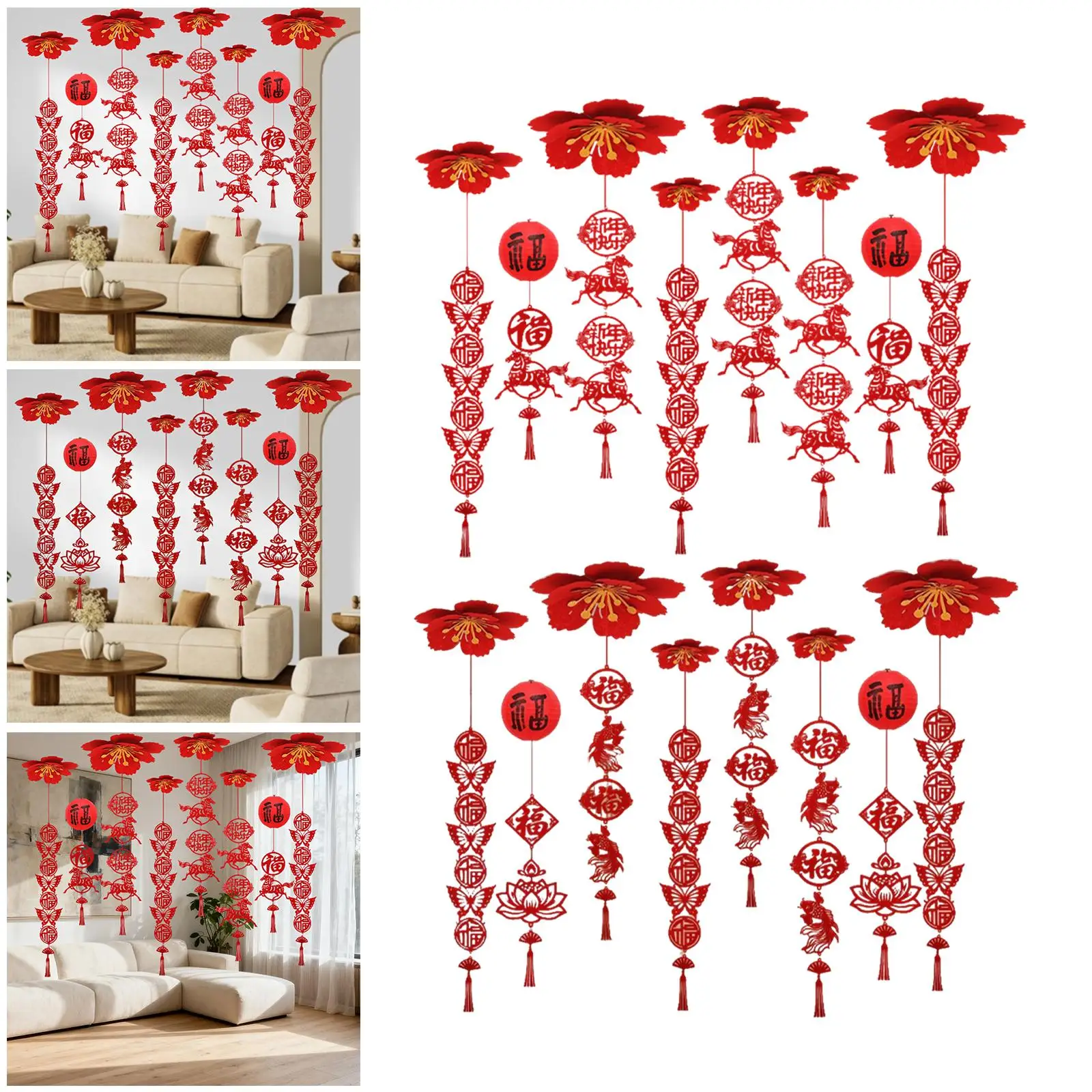 Colgante borla fieltro rojo Año Nuevo Chino del Caballo decoración - imagen 5