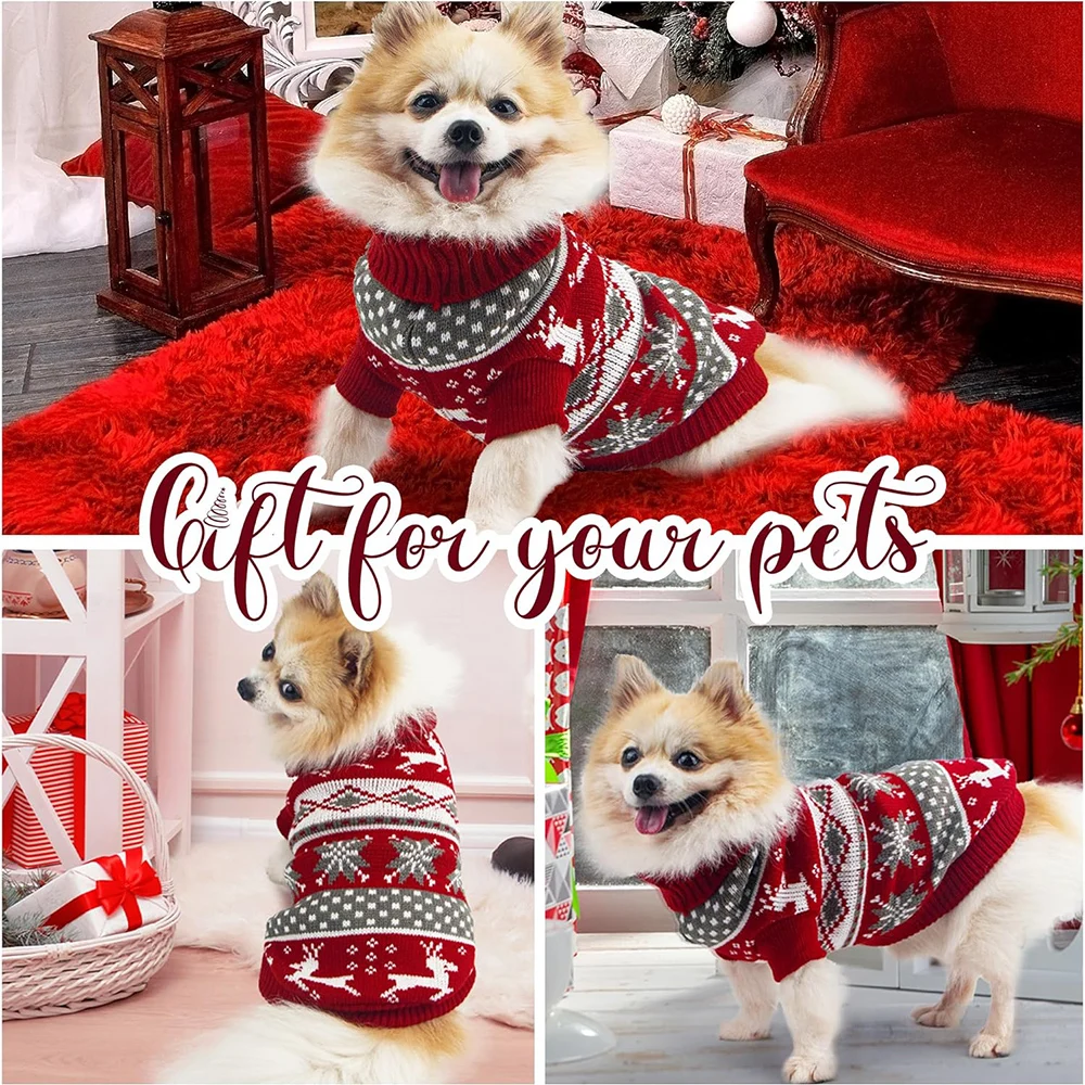 Suéter navideño para perros, suéter para cachorros, suéter navideño navideño con patrón de alce para perros y gatos - imagen 3