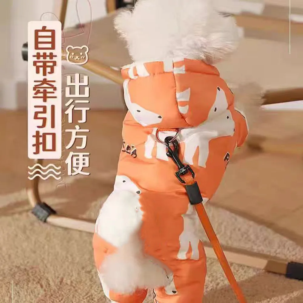 Pet Otoño e Invierno Mono grueso y cálido Teddy Pantalones de cuatro patas Chaqueta de lana de invierno Perro pequeño y mediano - imagen 2