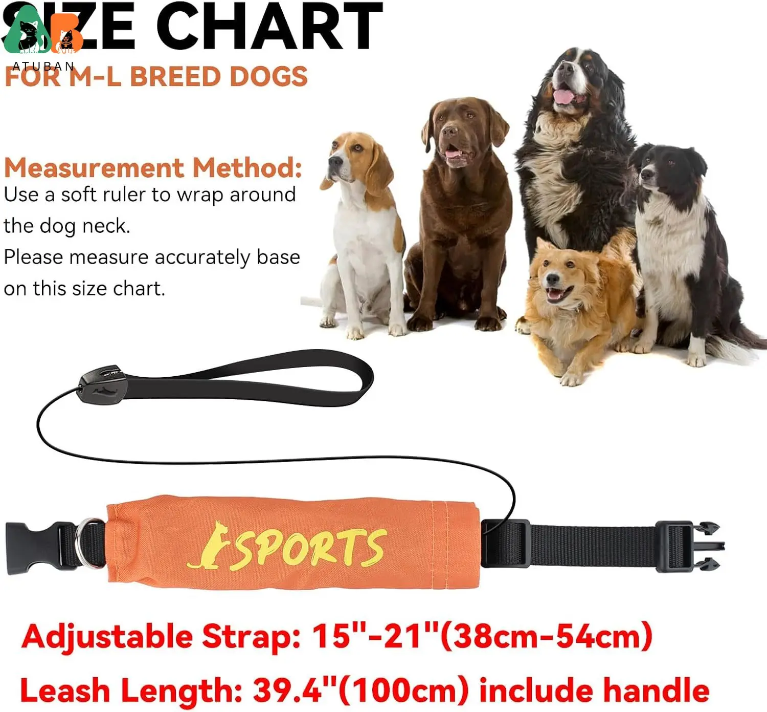 ATUBAN Juego de Collar y Correa para Perros, Collar Todo en Uno con Combo de Correa Retráctil, Collar para Perros Grande con Cuerda Incorporada - imagen 4