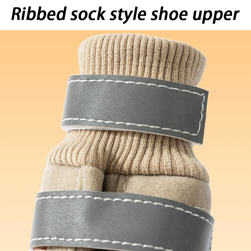 Zapatos cálidos de invierno para perros, zapatos antideslizantes Golden Retriever Bulldog, luces grandes para exteriores, botas nocturnas para cachorros, hebillas dobles de terciopelo - imagen 5