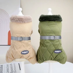 Ropa suave para perros para invierno, chaqueta cálida para cachorros, mono de moda con Cuello de piel para perros pequeños, abrigo para gatos, jersey para mascotas Chihuahua Pug