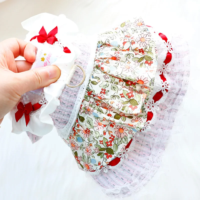 Otoño Invierno abrigo para mascotas princesa Floral falda de encaje Lolita con tul, vestido para perros pequeños gatos - imagen 3