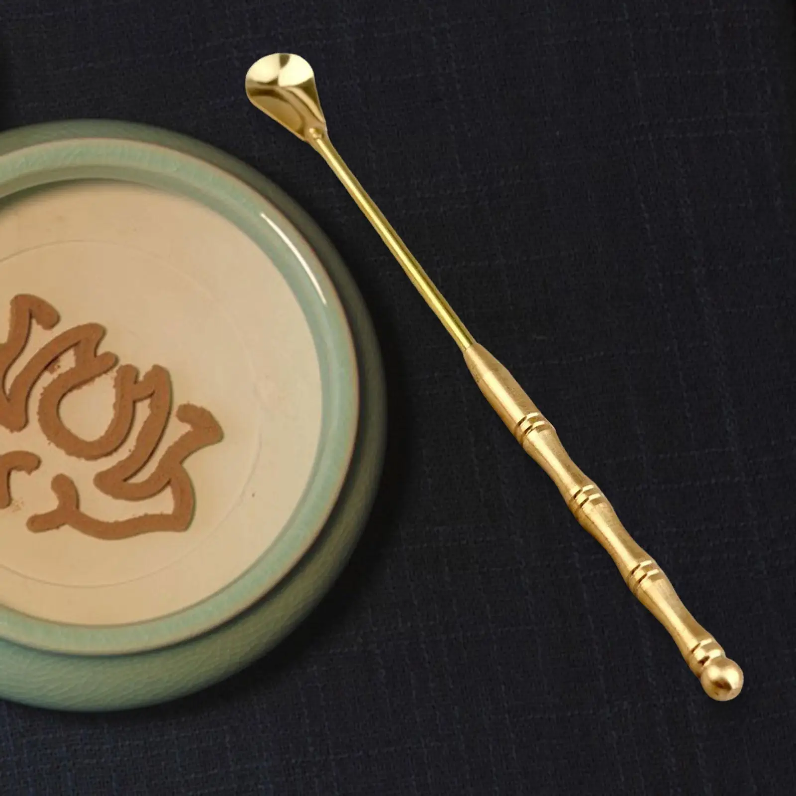 Cuchara de incienso de cobre, equipo de incienso con mango largo profesional para quemador de incienso para festivales de meditación, sala de fiestas