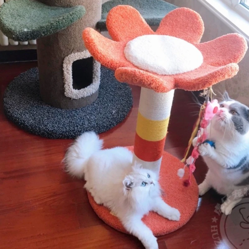 Rascador multicolor para gatos y flores, poste para escalar en la pared, árbol, suministros de entrenamiento para mascotas, accesorios para muebles - imagen 4