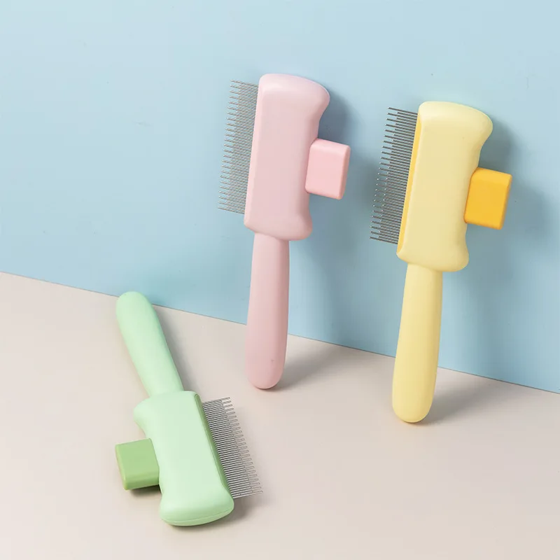 Nuevo peine para mascotas para gatos y perros, cepillo para desenredar con diseño autolimpiante, herramienta de aseo antiderramiento y eliminación de pulgas - imagen 3