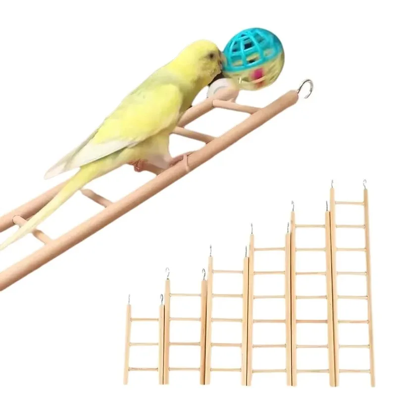 Escalera escaladora de madera maciza para hámsteres, pájaros y loros