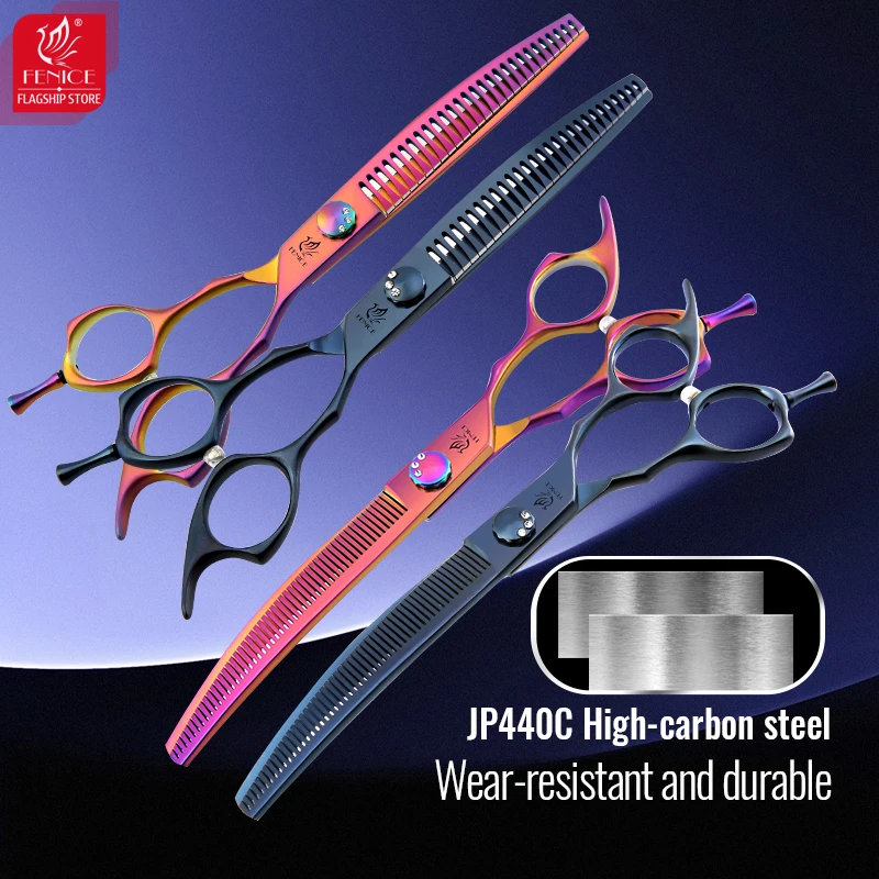 Tijeras para perros Fenice JP440C 7/7,25 pulgadas profesional para el cuidado de mascotas, tijeras más finas y rectas y curvadas para el cuidado de perros  - imagen 3