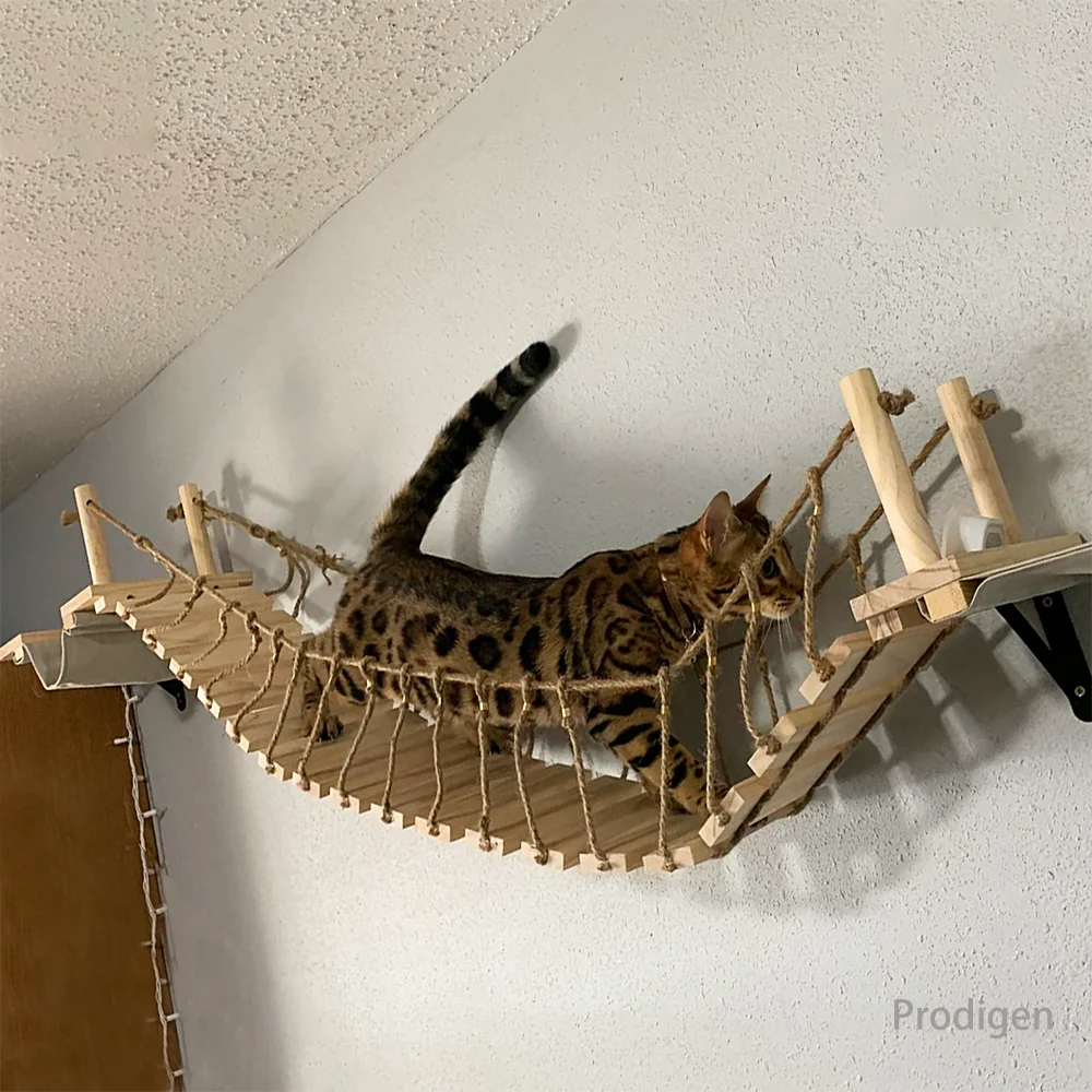 Puente para gatos montado en la pared, escalera de Sisal para gatos múltiples, poste rascador, marco de escalada para gatos, muebles, juguete para gatos, tablero rascador, cama - imagen 3